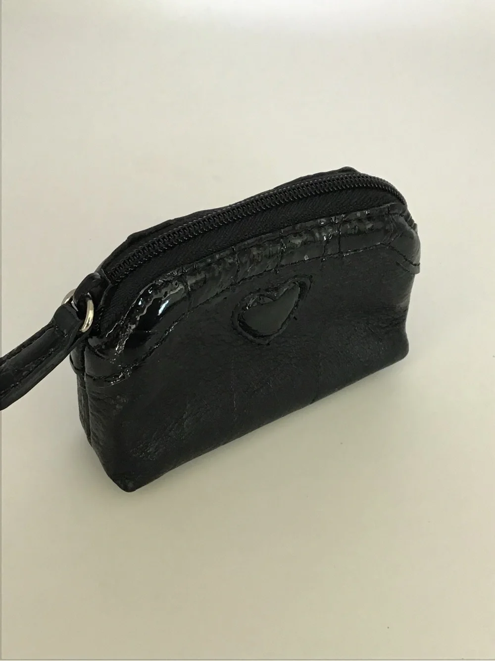 Brighton Black Leather Heart Accent Coin Pouch